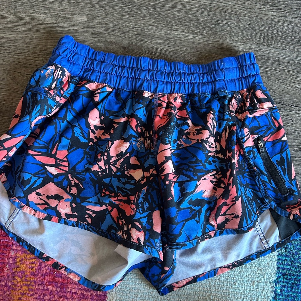 Lululemon blue and orange running shorts